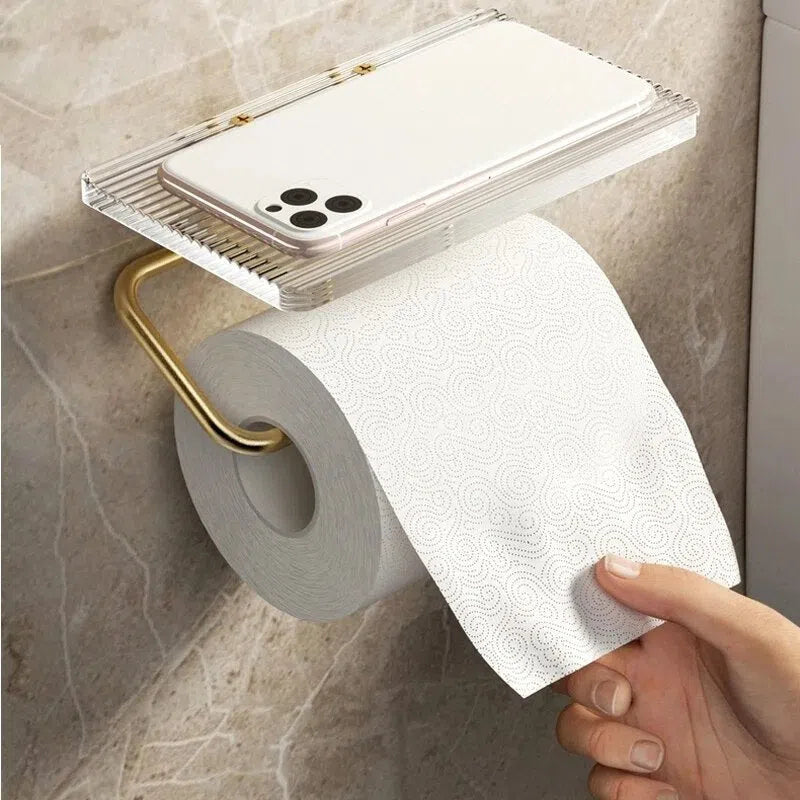 Suporte para Papel Higiênico - Elegância em Ouro e Prata